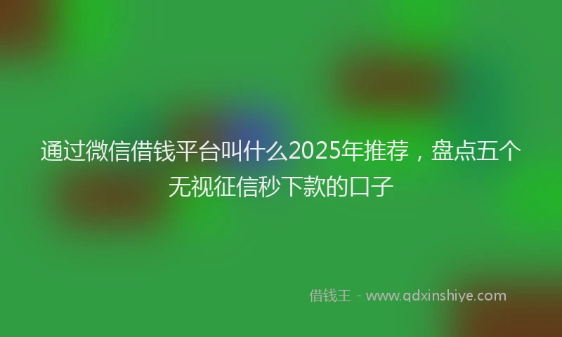 通过微信借钱平台叫什么2025年推荐，盘点五个无视征信秒下款的口子