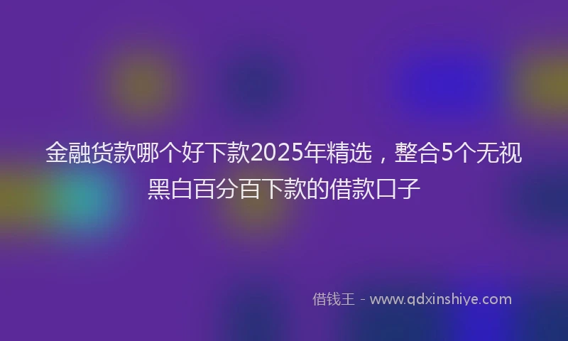 金融货款哪个好下款2025年精选，整合5个无视黑白百分百下款的借款口子