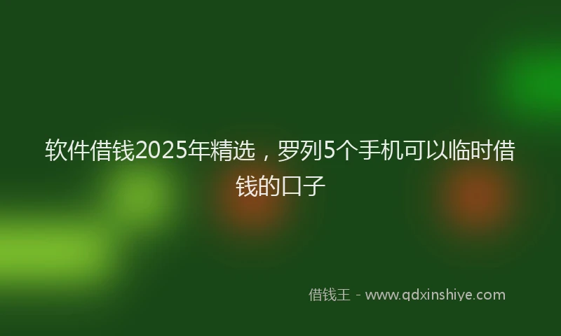 软件借钱2025年精选，罗列5个手机可以临时借钱的口子