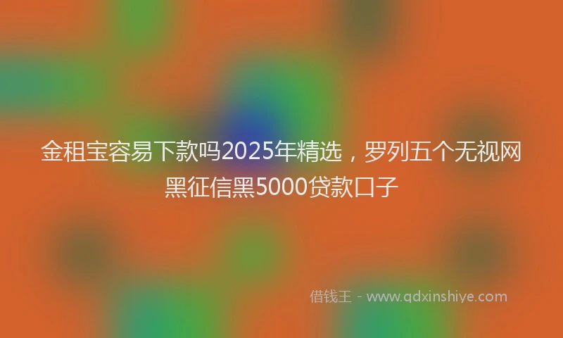 金租宝容易下款吗2025年精选，罗列五个无视网黑征信黑5000贷款口子