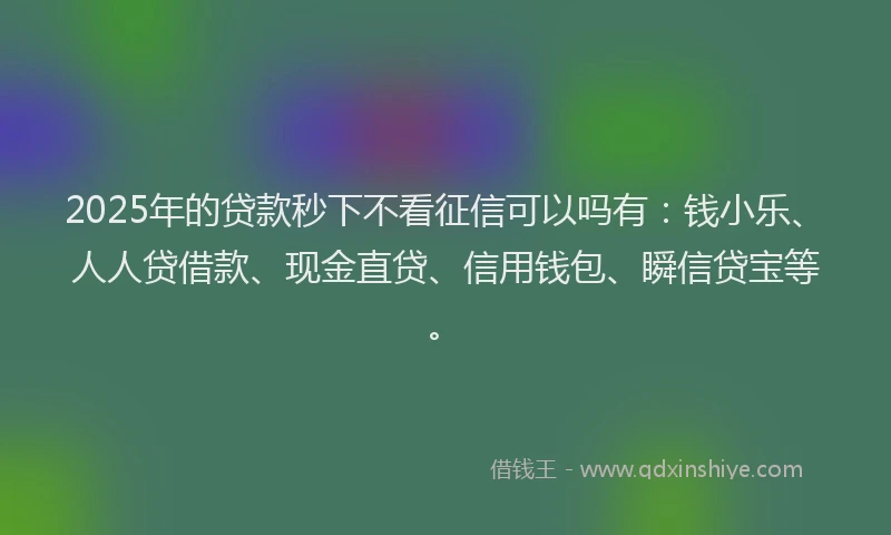 2025年的贷款秒下不看征信可以吗有：钱小乐、人人贷借款、现金直贷、信用钱包、瞬信贷宝等。