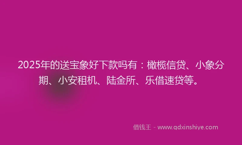 2025年的送宝象好下款吗有：橄榄信贷、小象分期、小安租机、陆金所、乐借速贷等。