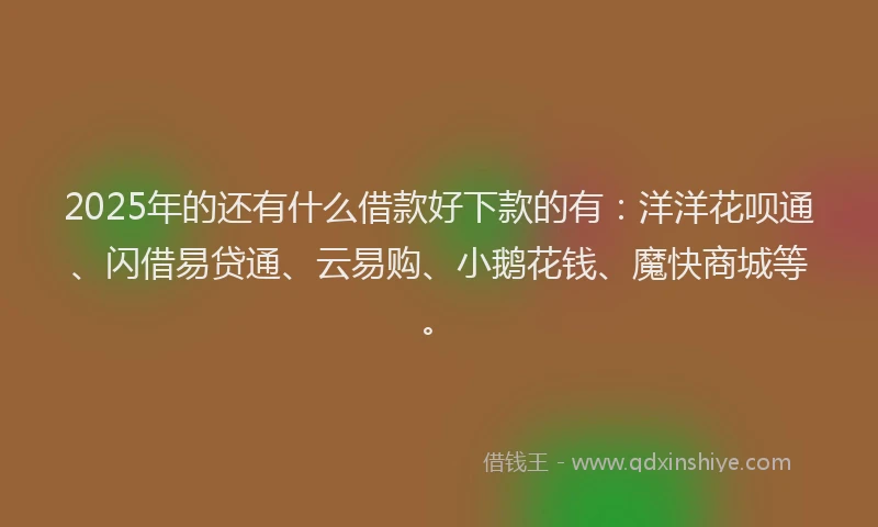 2025年的还有什么借款好下款的有：洋洋花呗通、闪借易贷通、云易购、小鹅花钱、魔快商城等。