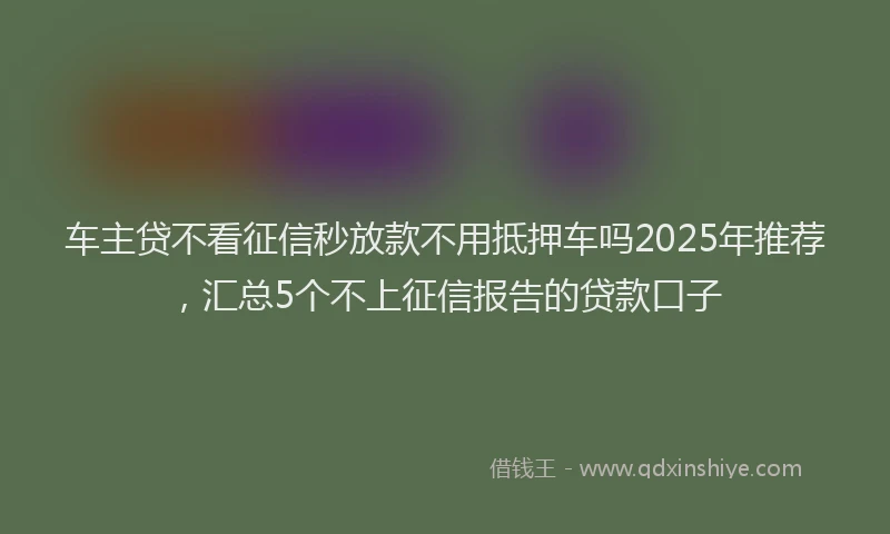车主贷不看征信秒放款不用抵押车吗2025年推荐，汇总5个不上征信报告的贷款口子