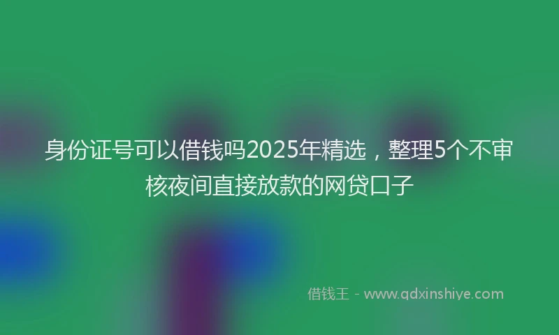 身份证号可以借钱吗2025年精选，整理5个不审核夜间直接放款的网贷口子