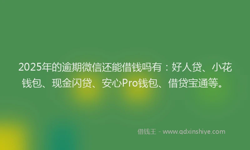 2025年的逾期微信还能借钱吗有：好人贷、小花钱包、现金闪贷、安心Pro钱包、借贷宝通等。