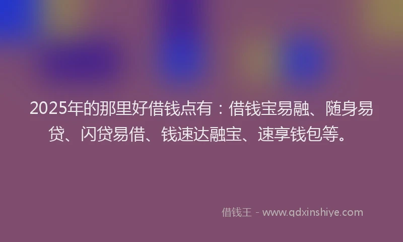 2025年的那里好借钱点有：借钱宝易融、随身易贷、闪贷易借、钱速达融宝、速享钱包等。
