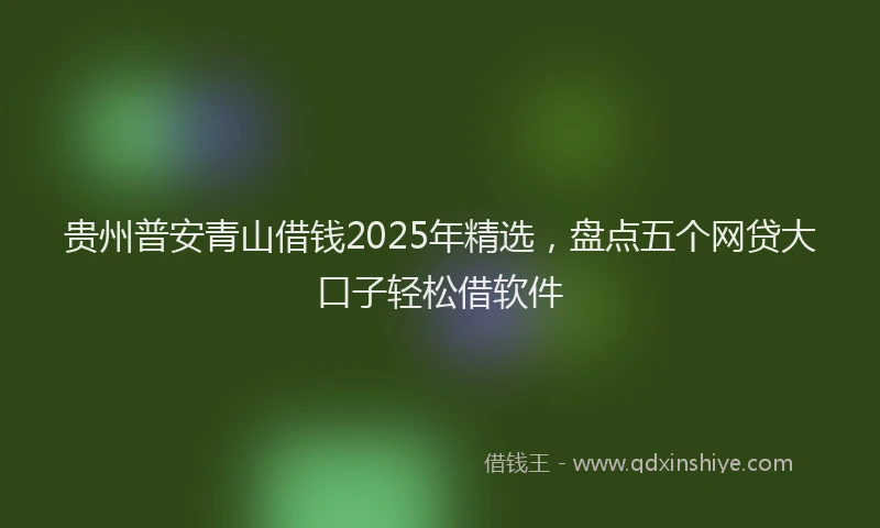 贵州普安青山借钱2025年精选，盘点五个网贷大口子轻松借软件