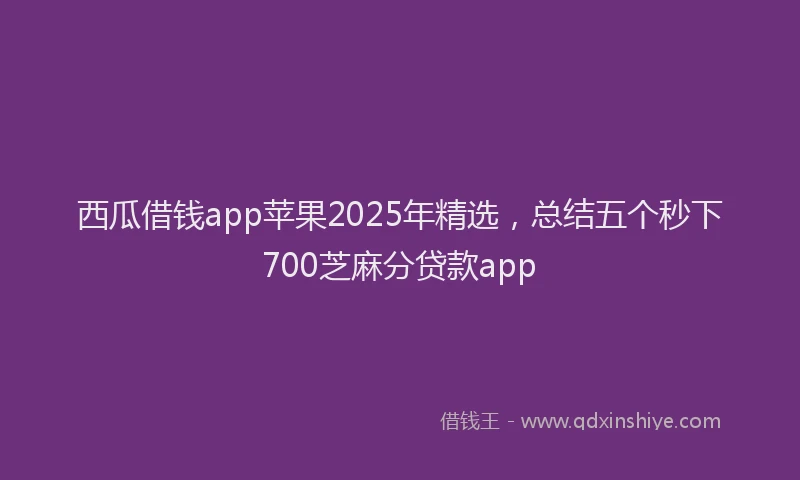 西瓜借钱app苹果2025年精选，总结五个秒下700芝麻分贷款app