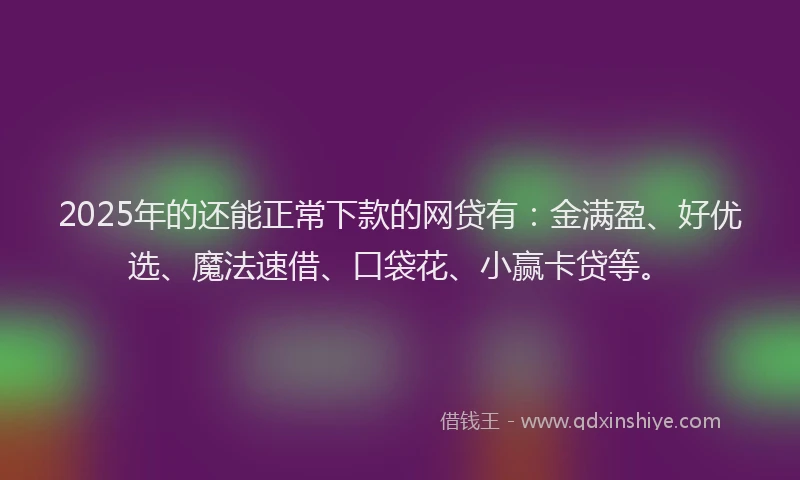 2025年的还能正常下款的网贷有：金满盈、好优选、魔法速借、口袋花、小赢卡贷等。