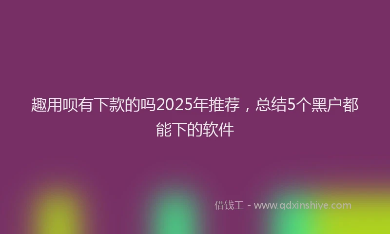 趣用呗有下款的吗2025年推荐，总结5个黑户都能下的软件