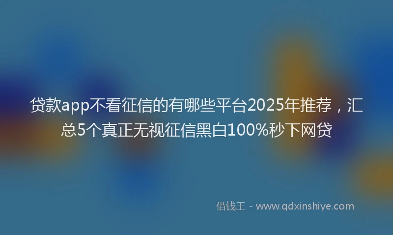 贷款app不看征信的有哪些平台2025年推荐，汇总5个真正无视征信黑白100%秒下网贷