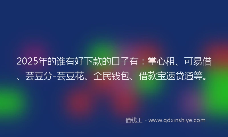 2025年的谁有好下款的口子有：掌心租、可易借、芸豆分-芸豆花、全民钱包、借款宝速贷通等。