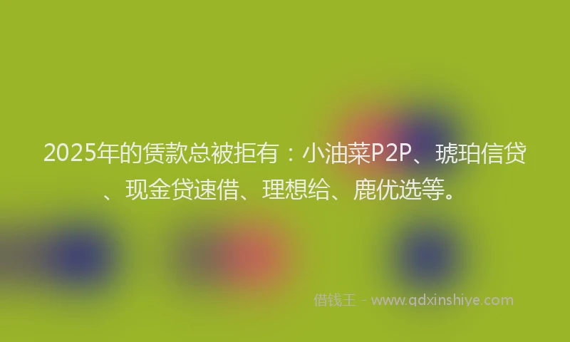 2025年的赁款总被拒有：小油菜P2P、琥珀信贷、现金贷速借、理想给、鹿优选等。