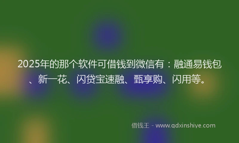 2025年的那个软件可借钱到微信有：融通易钱包、新一花、闪贷宝速融、甄享购、闪用等。