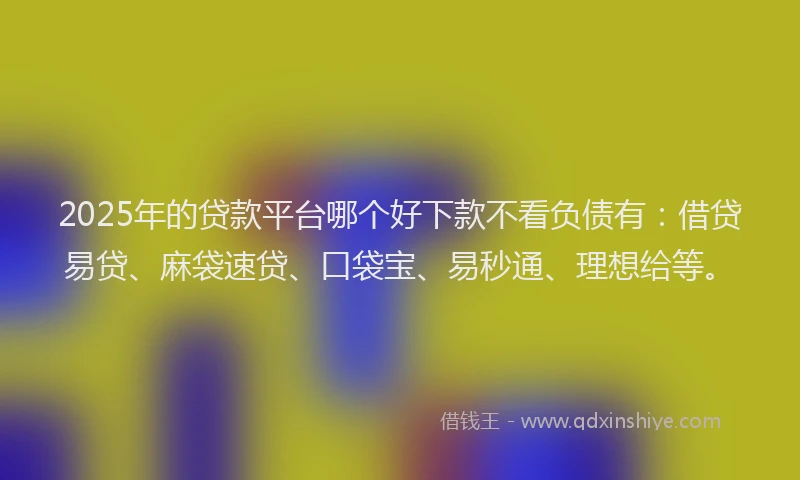 2025年的贷款平台哪个好下款不看负债有：借贷易贷、麻袋速贷、口袋宝、易秒通、理想给等。