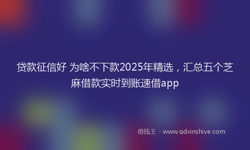 贷款征信好 为啥不下款2025年精选，汇总五个芝麻借款实时到账速借app