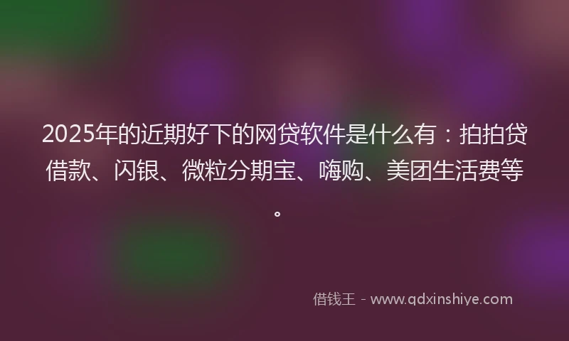 2025年的近期好下的网贷软件是什么有：拍拍贷借款、闪银、微粒分期宝、嗨购、美团生活费等。