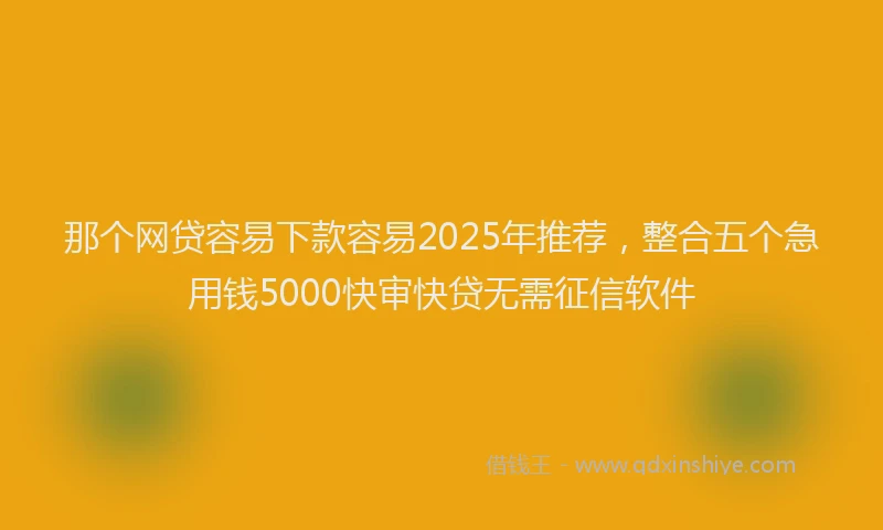 那个网贷容易下款容易2025年推荐，整合五个急用钱5000快审快贷无需征信软件