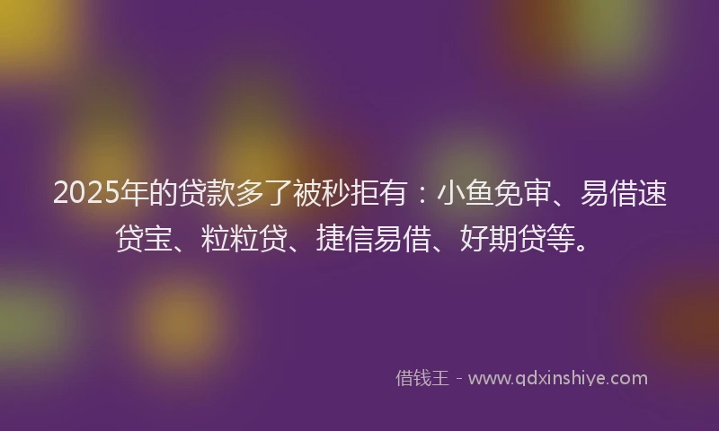 2025年的贷款多了被秒拒有：小鱼免审、易借速贷宝、粒粒贷、捷信易借、好期贷等。