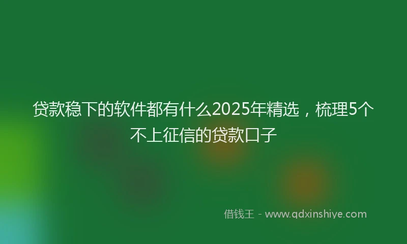 贷款稳下的软件都有什么2025年精选，梳理5个不上征信的贷款口子