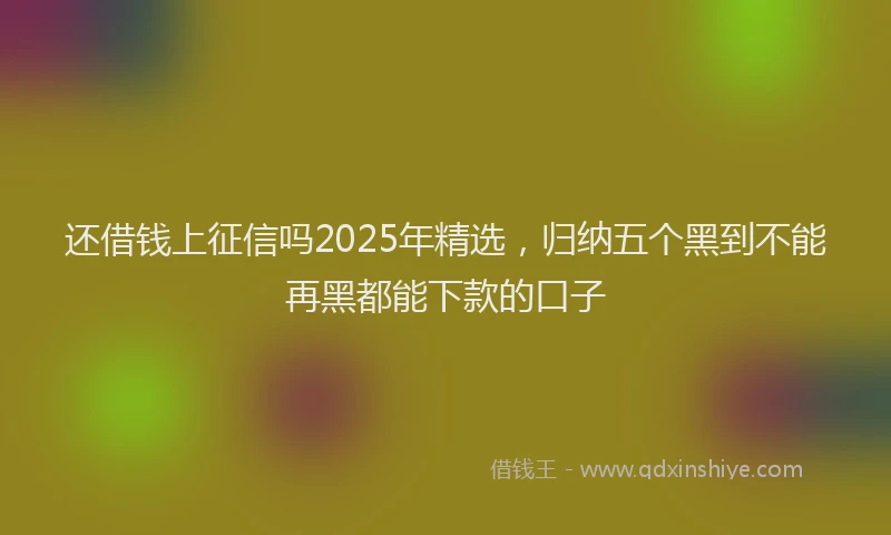 还借钱上征信吗2025年精选，归纳五个黑到不能再黑都能下款的口子