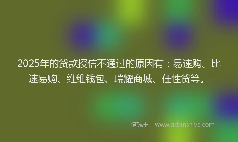 2025年的贷款授信不通过的原因有：易速购、比速易购、维维钱包、瑞耀商城、任性贷等。