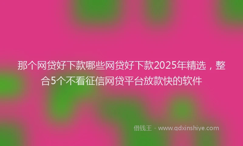 那个网贷好下款哪些网贷好下款2025年精选，整合5个不看征信网贷平台放款快的软件