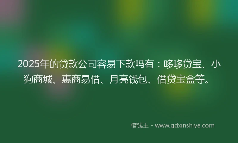 2025年的贷款公司容易下款吗有：哆哆贷宝、小狗商城、惠商易借、月亮钱包、借贷宝盒等。