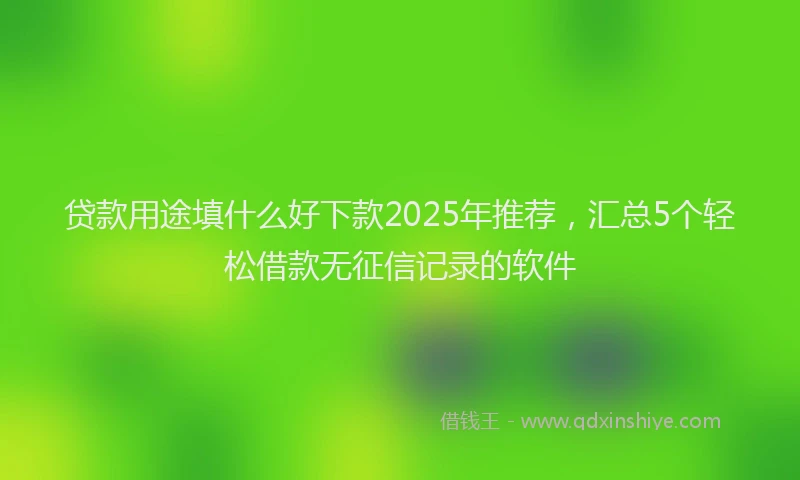 贷款用途填什么好下款2025年推荐，汇总5个轻松借款无征信记录的软件