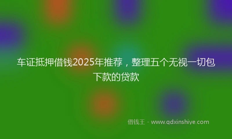 车证抵押借钱2025年推荐，整理五个无视一切包下款的贷款