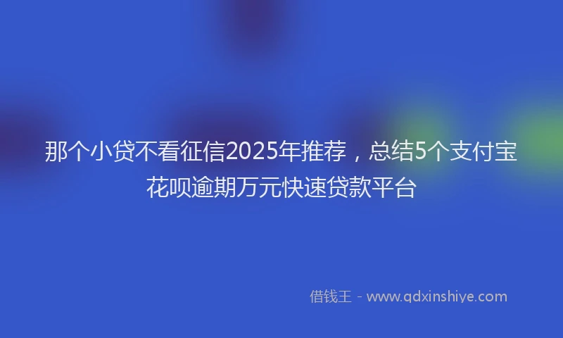 那个小贷不看征信2025年推荐，总结5个支付宝花呗逾期万元快速贷款平台