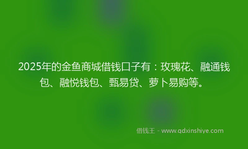 2025年的金鱼商城借钱口子有：玫瑰花、融通钱包、融悦钱包、甄易贷、萝卜易购等。