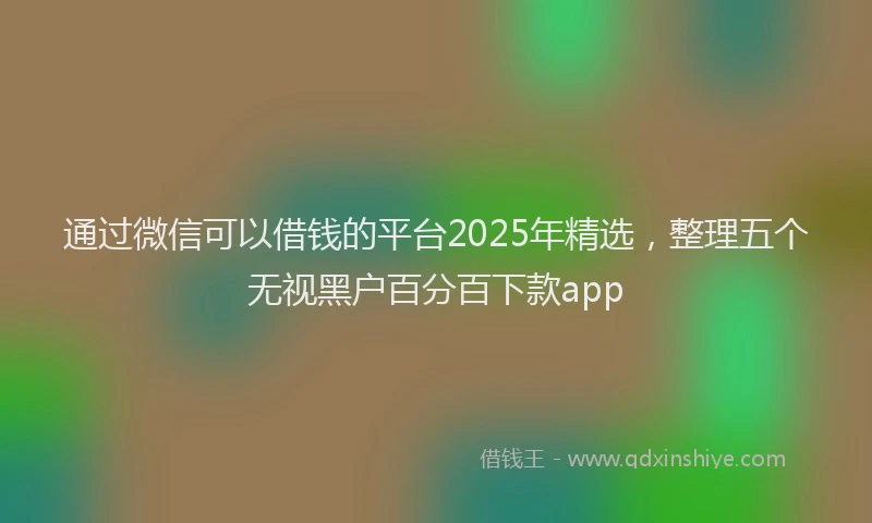 通过微信可以借钱的平台2025年精选，整理五个无视黑户百分百下款app