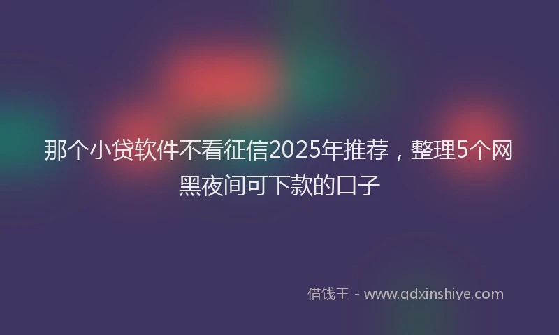 那个小贷软件不看征信2025年推荐，整理5个网黑夜间可下款的口子