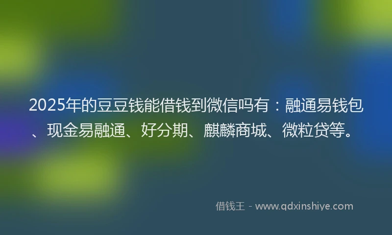 2025年的豆豆钱能借钱到微信吗有：融通易钱包、现金易融通、好分期、麒麟商城、微粒贷等。