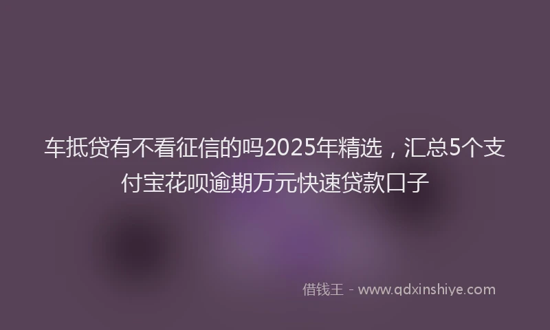 车抵贷有不看征信的吗2025年精选，汇总5个支付宝花呗逾期万元快速贷款口子