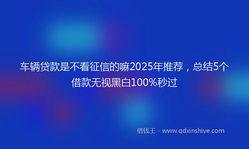 车辆贷款是不看征信的嘛2025年推荐，总结5个借款无视黑白100%秒过
