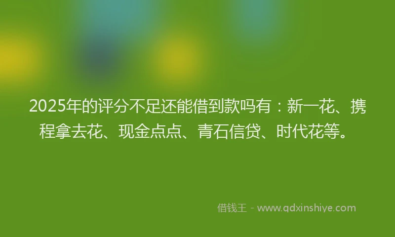 2025年的评分不足还能借到款吗有：新一花、携程拿去花、现金点点、青石信贷、时代花等。