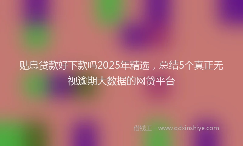 贴息贷款好下款吗2025年精选，总结5个真正无视逾期大数据的网贷平台