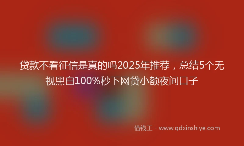 贷款不看征信是真的吗2025年推荐，总结5个无视黑白100%秒下网贷小额夜间口子