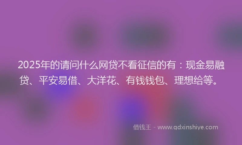 2025年的请问什么网贷不看征信的有：现金易融贷、平安易借、大洋花、有钱钱包、理想给等。