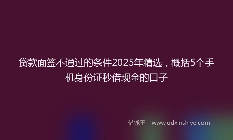 贷款面签不通过的条件2025年精选，概括5个手机身份证秒借现金的口子