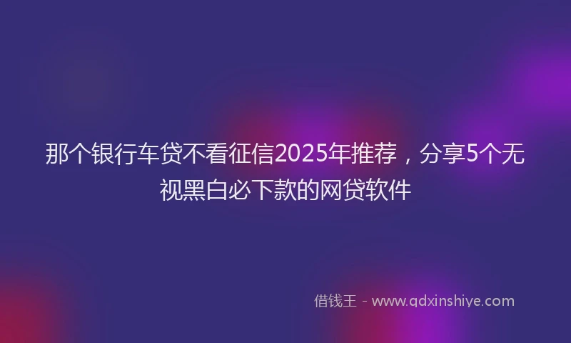 那个银行车贷不看征信2025年推荐，分享5个无视黑白必下款的网贷软件