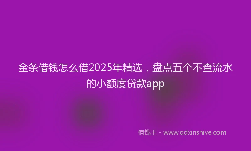 金条借钱怎么借2025年精选，盘点五个不查流水的小额度贷款app