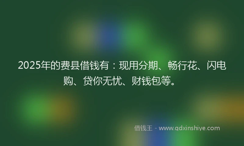 2025年的费县借钱有：现用分期、畅行花、闪电购、贷你无忧、财钱包等。