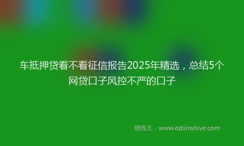 车抵押贷看不看征信报告2025年精选，总结5个网贷口子风控不严的口子