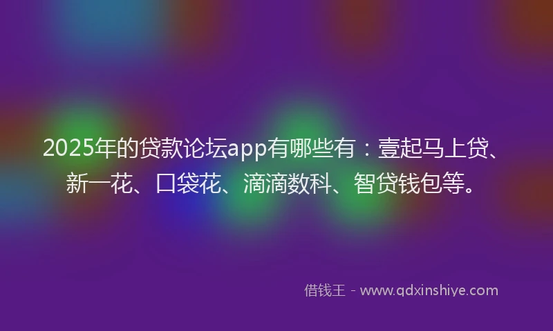 2025年的贷款论坛app有哪些有：壹起马上贷、新一花、口袋花、滴滴数科、智贷钱包等。