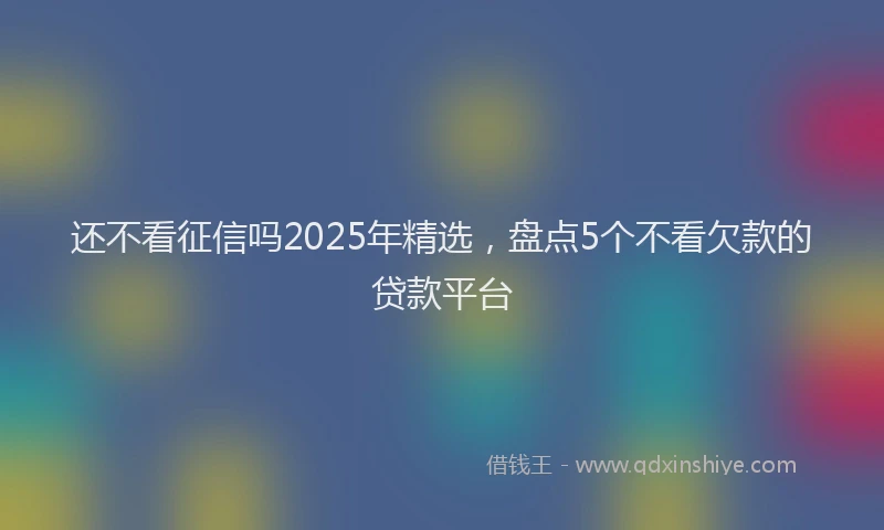 还不看征信吗2025年精选，盘点5个不看欠款的贷款平台