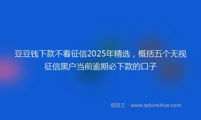 豆豆钱下款不看征信2025年精选，概括五个无视征信黑户当前逾期必下款的口子